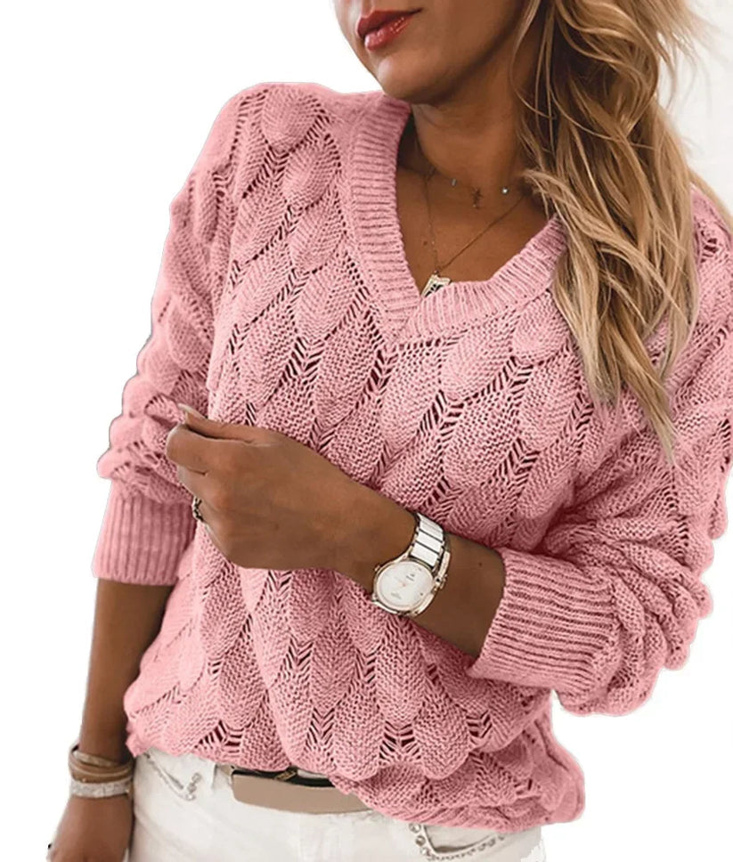 Ally - Komfortabel sweater med V-hals