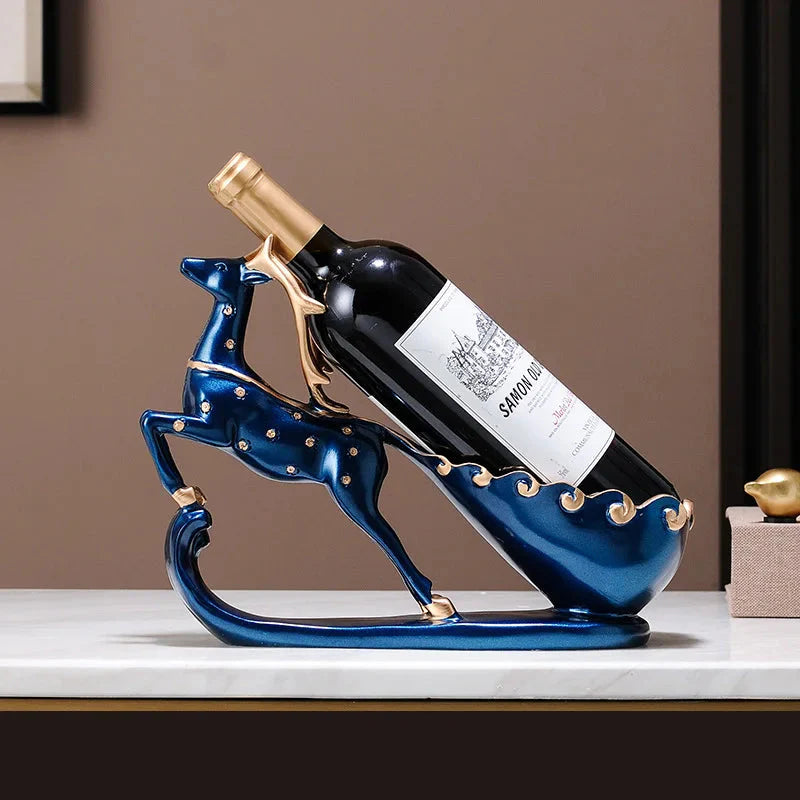 NobleStag Elegant Hjorte Vinflaskeholder – Stilfuld Dekoration til Bord & Hjem