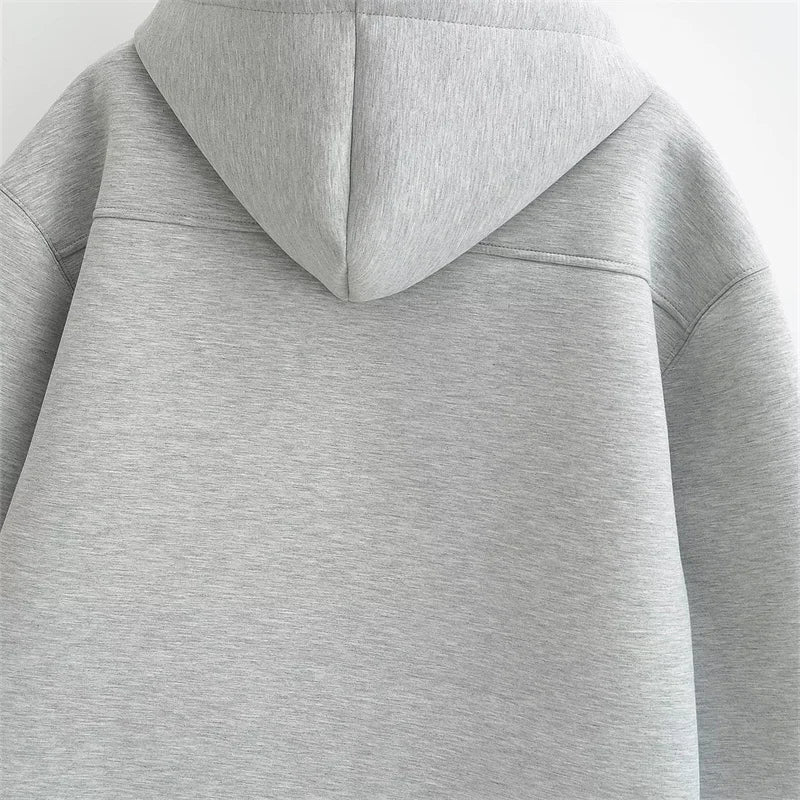 Isabella - Oversized hættetrøje med lynlåslommer og lange ærmer