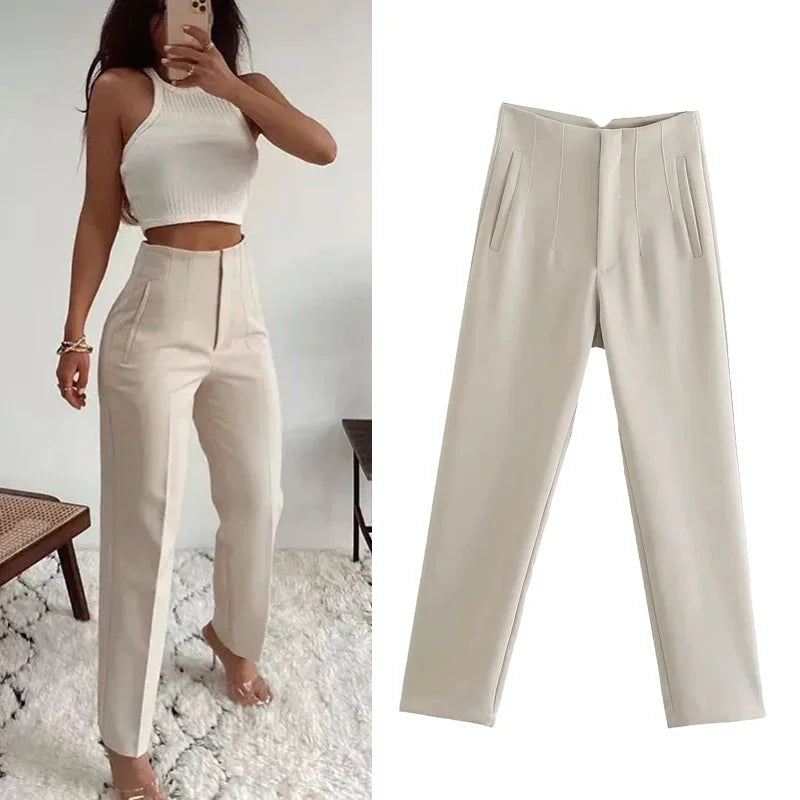 Sara - Højtaljede slim fit formelle bukser