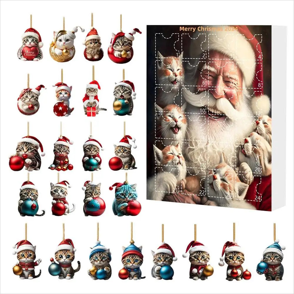Juletræspynt adventskalender 2024 Sød dyretegneserie