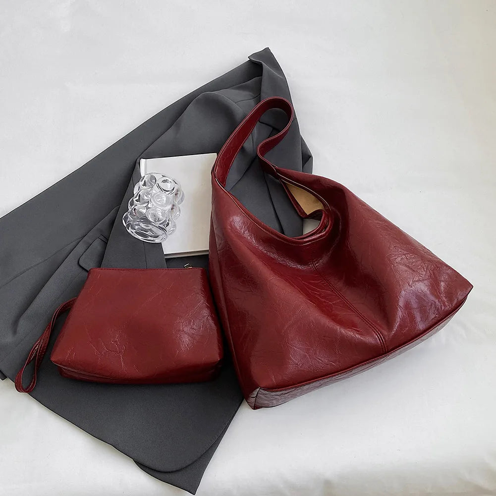 Kath Vintage PU-skuldertaske i læder