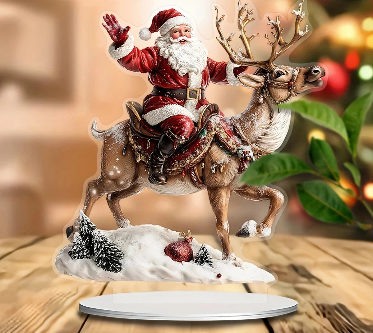 Julemanden ridende rensdyrfigur