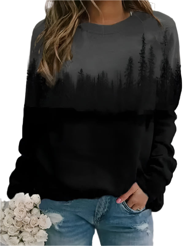 Silva - Skovinspireret Langærmet Sweatshirt med Silhuetmotiv