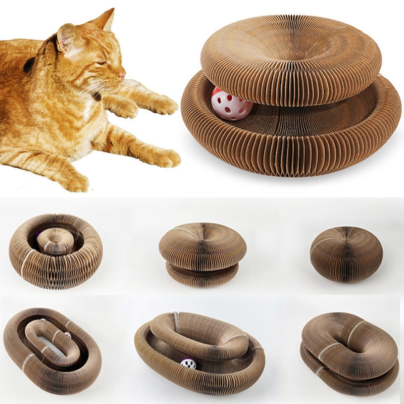 FurPlay - Magic Foldable Cat Scratching Board med klirrende bold