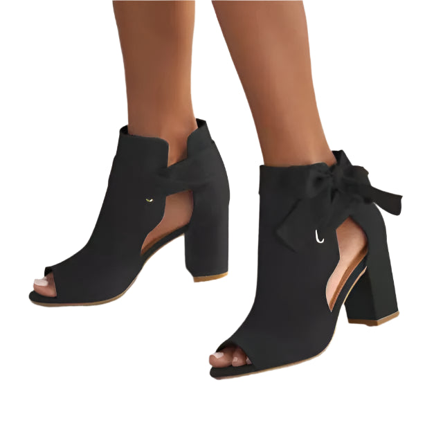 Julienne - Elegante Peep-Toe Støvletter med Sløjfedetalje