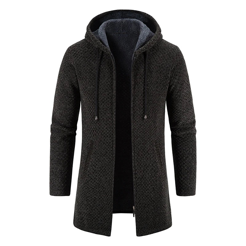 Kasper - Lang strikket vintertrenchcoat