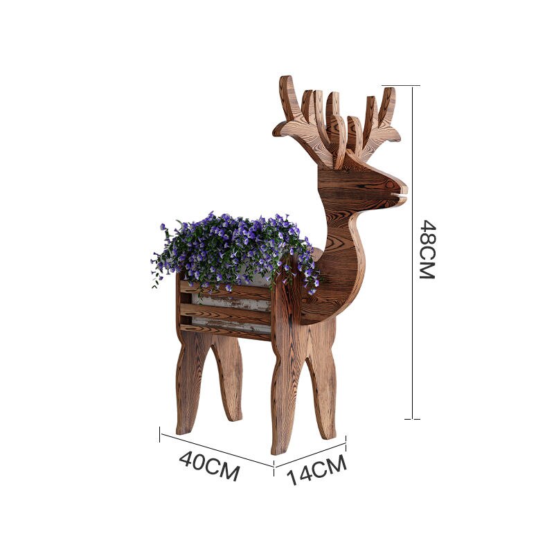 WhimsiRustic - Finurlig træblomsterstativ rensdyr
