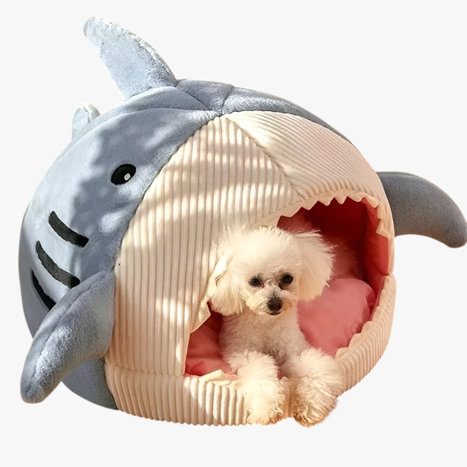 SharkSnug- Blødt Hajformet Kæledyrsbed med Komfortabelt Indre