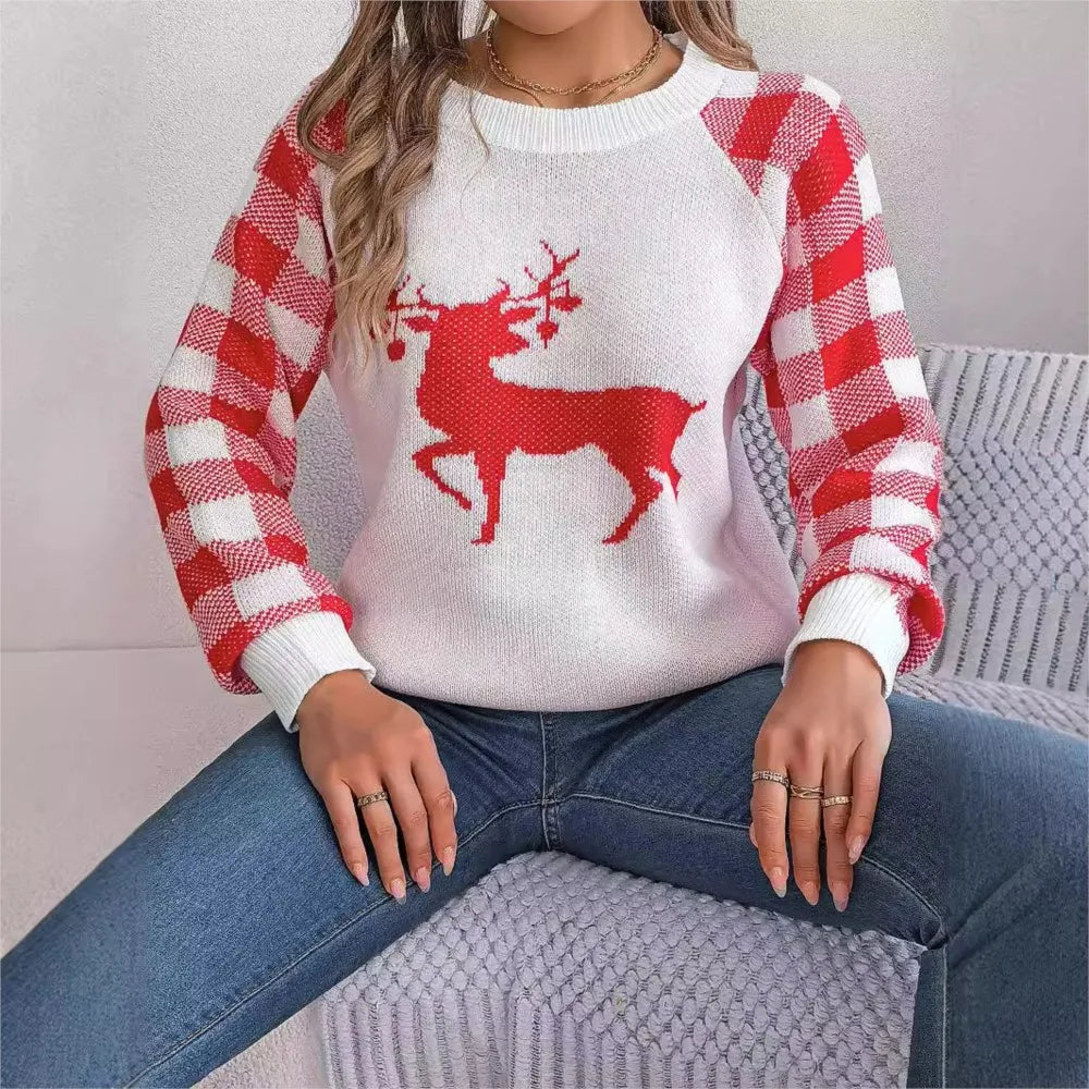 Løs Rund Hals Strikket Julepullover