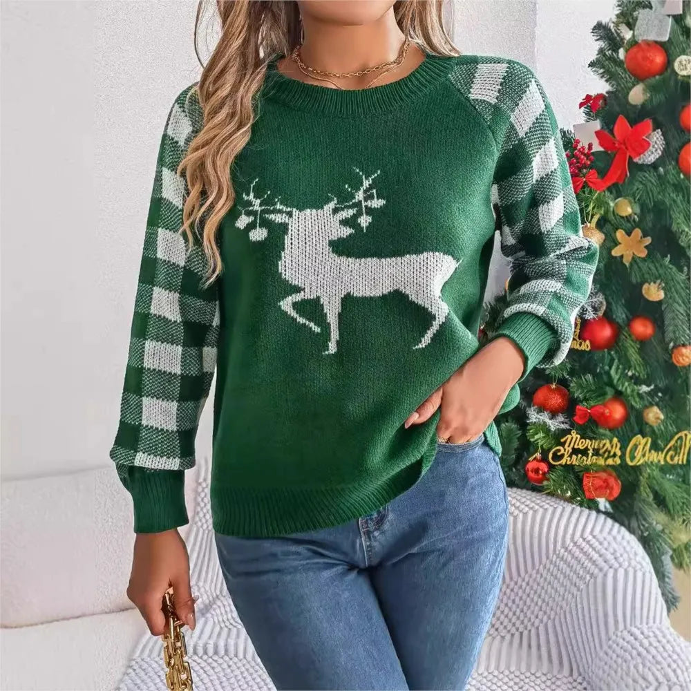 Løs Rund Hals Strikket Julepullover