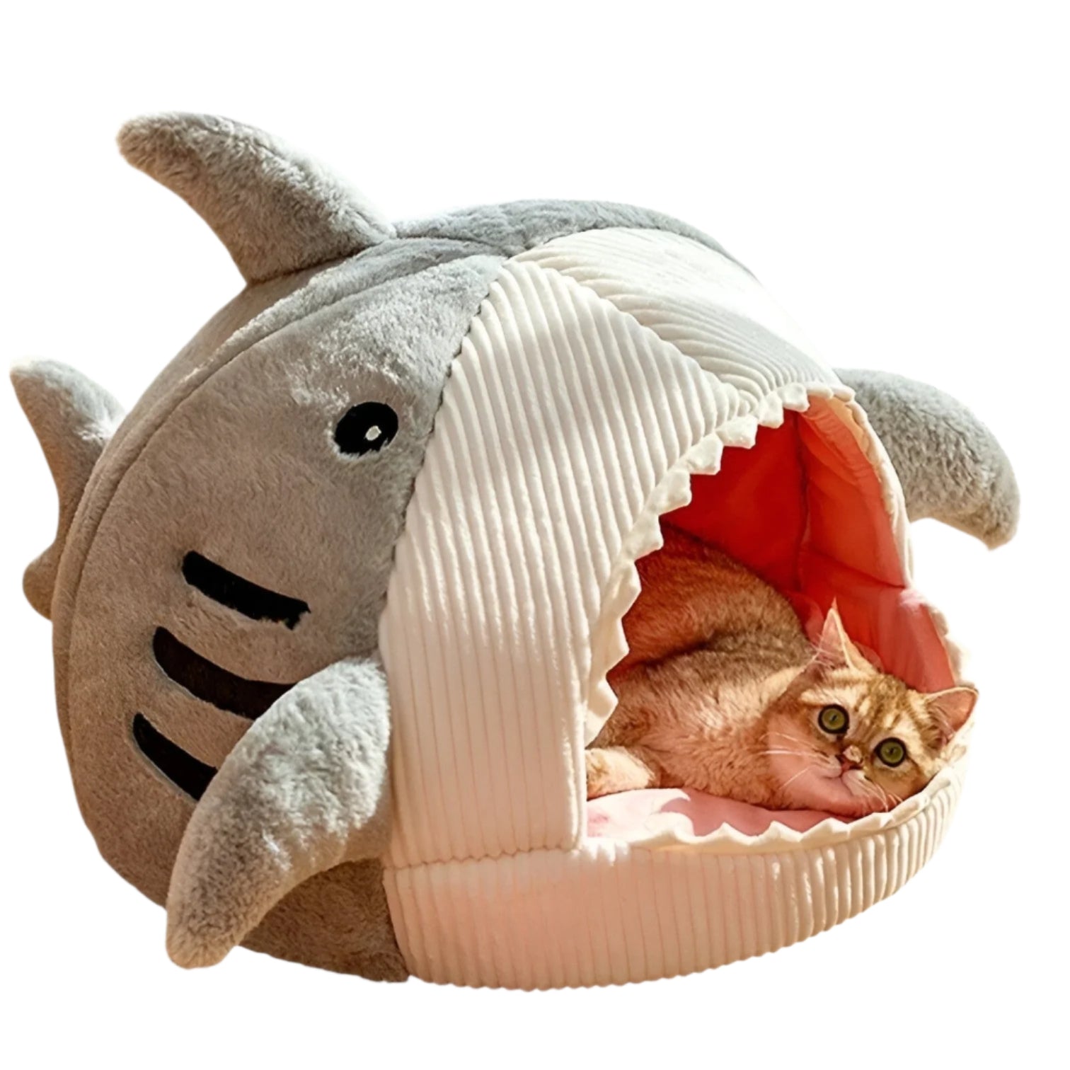 SharkSnug- Blødt Hajformet Kæledyrsbed med Komfortabelt Indre