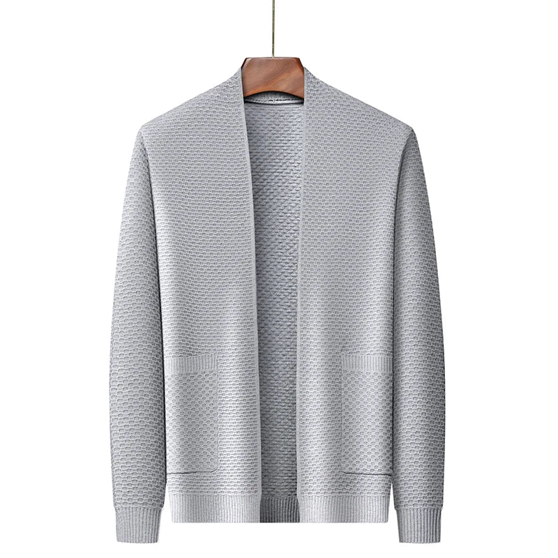 Matheo - Slim-fit strikcardigan med lommer