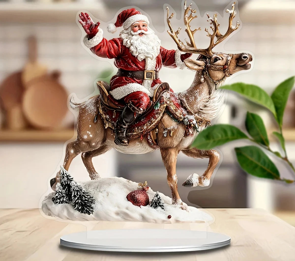 Julemanden ridende rensdyrfigur
