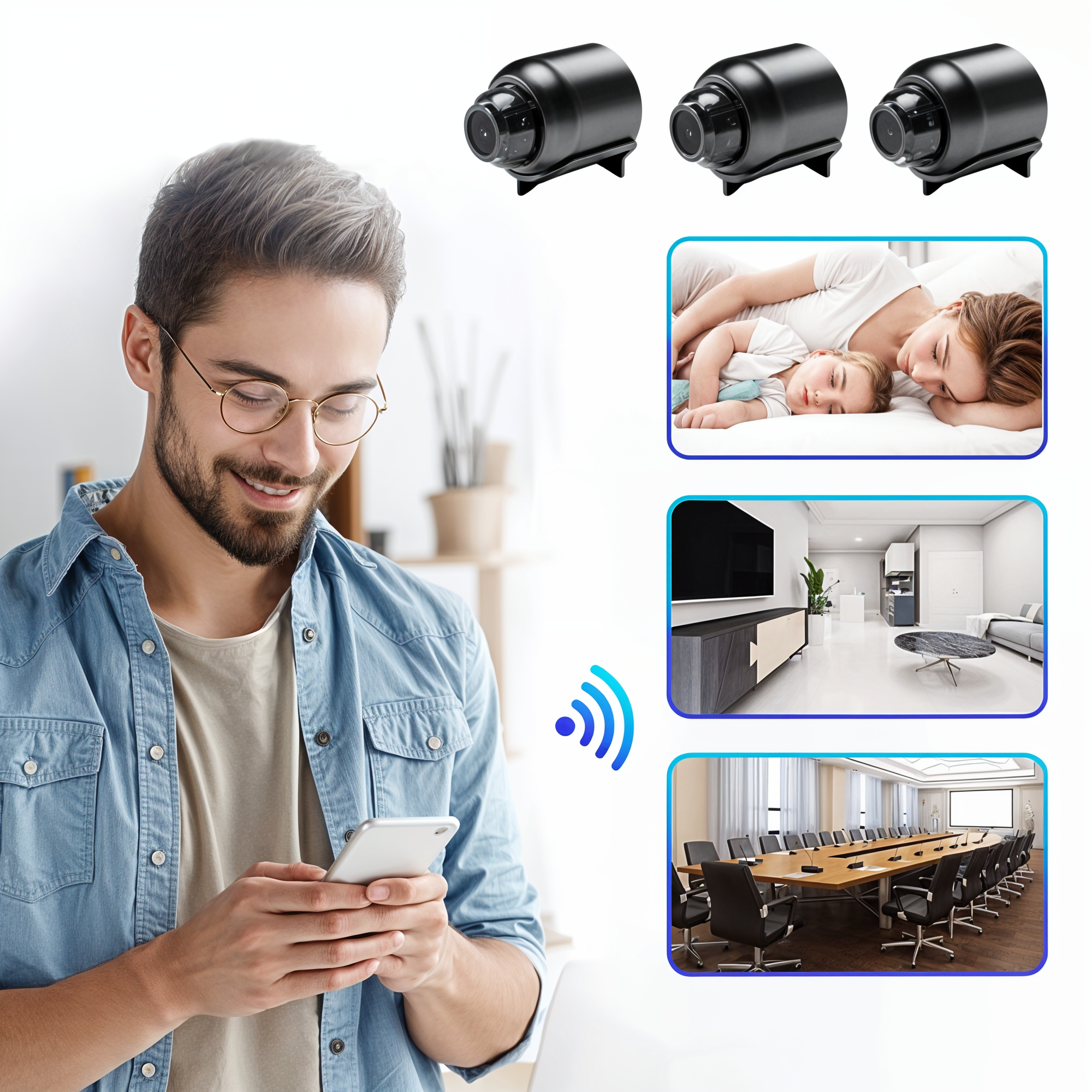 SecureCam Mini | Kompakt WiFi-overvågningskamera med Nattesyn