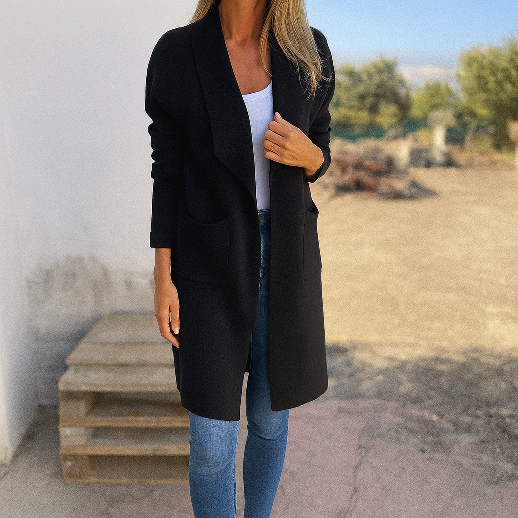 Sigrid | Løs langærmet cardigan med jakkesætskrave