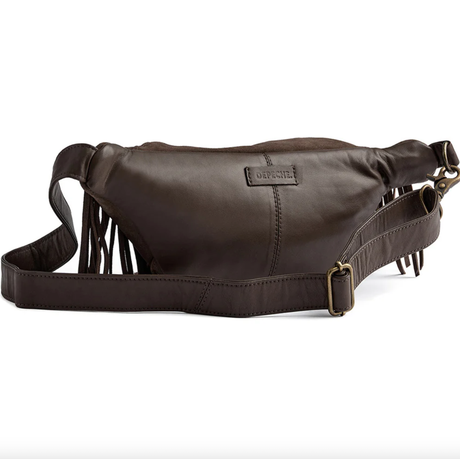 Klarise - Brun Lædermavetaske med Frynser til Boho-Chic Stil