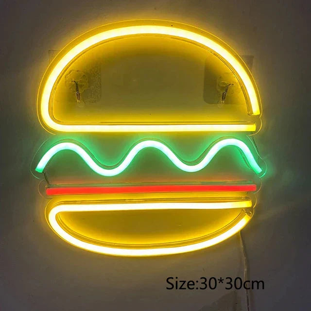 GlowBite Neon Fastfood Natlys – Skab en Trendy og Sjov Atmosfære
