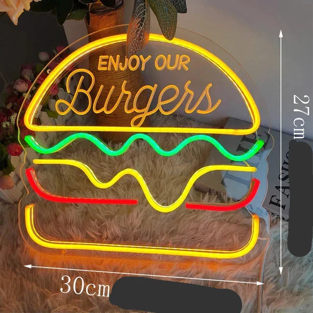 GlowBite Neon Fastfood Natlys – Skab en Trendy og Sjov Atmosfære