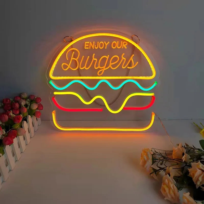 GlowBite Neon Fastfood Natlys – Skab en Trendy og Sjov Atmosfære