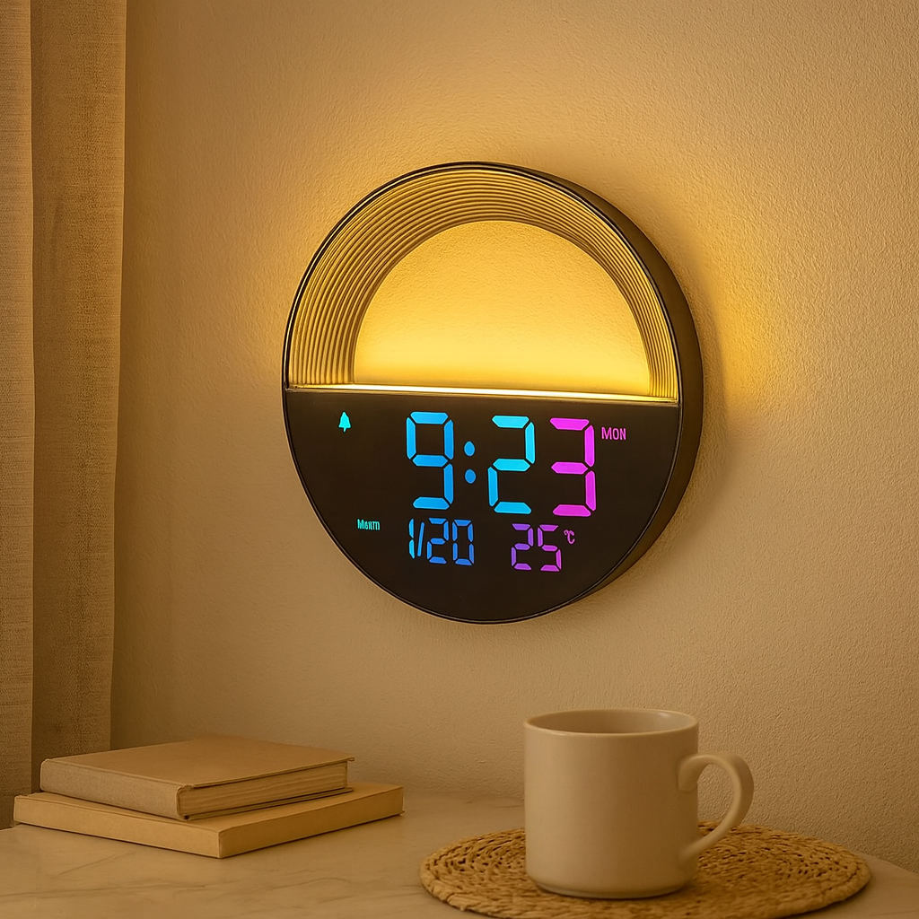 TimeLux | Stor digital LED-vægur med dato og temperatur
