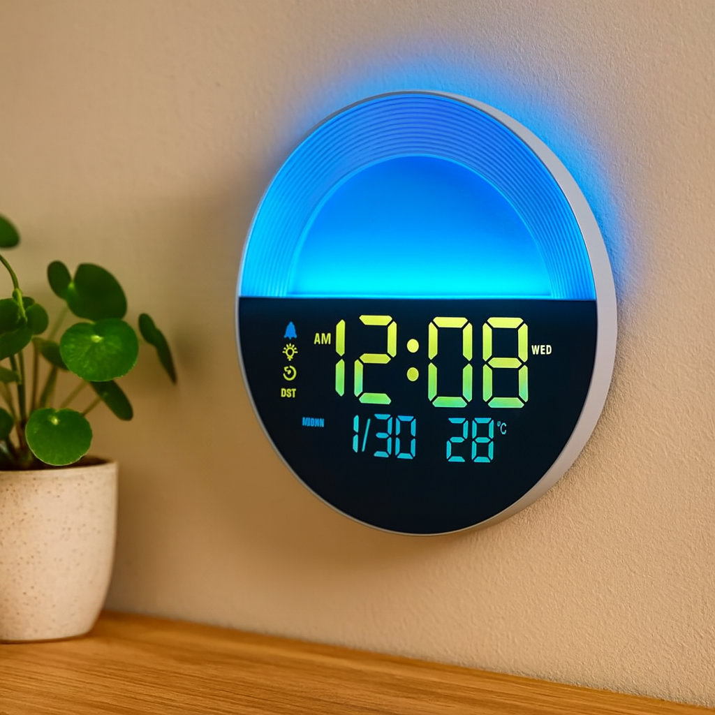 TimeLux | Stor digital LED-vægur med dato og temperatur