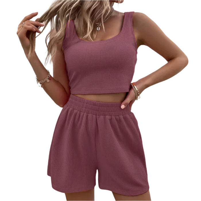 Bela - Chic todelt ribbet striksæt til sommer
