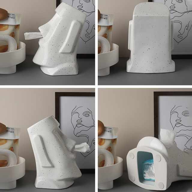 StatueTissue - finurlig Moai-tørklædeholder til stilfulde værelser