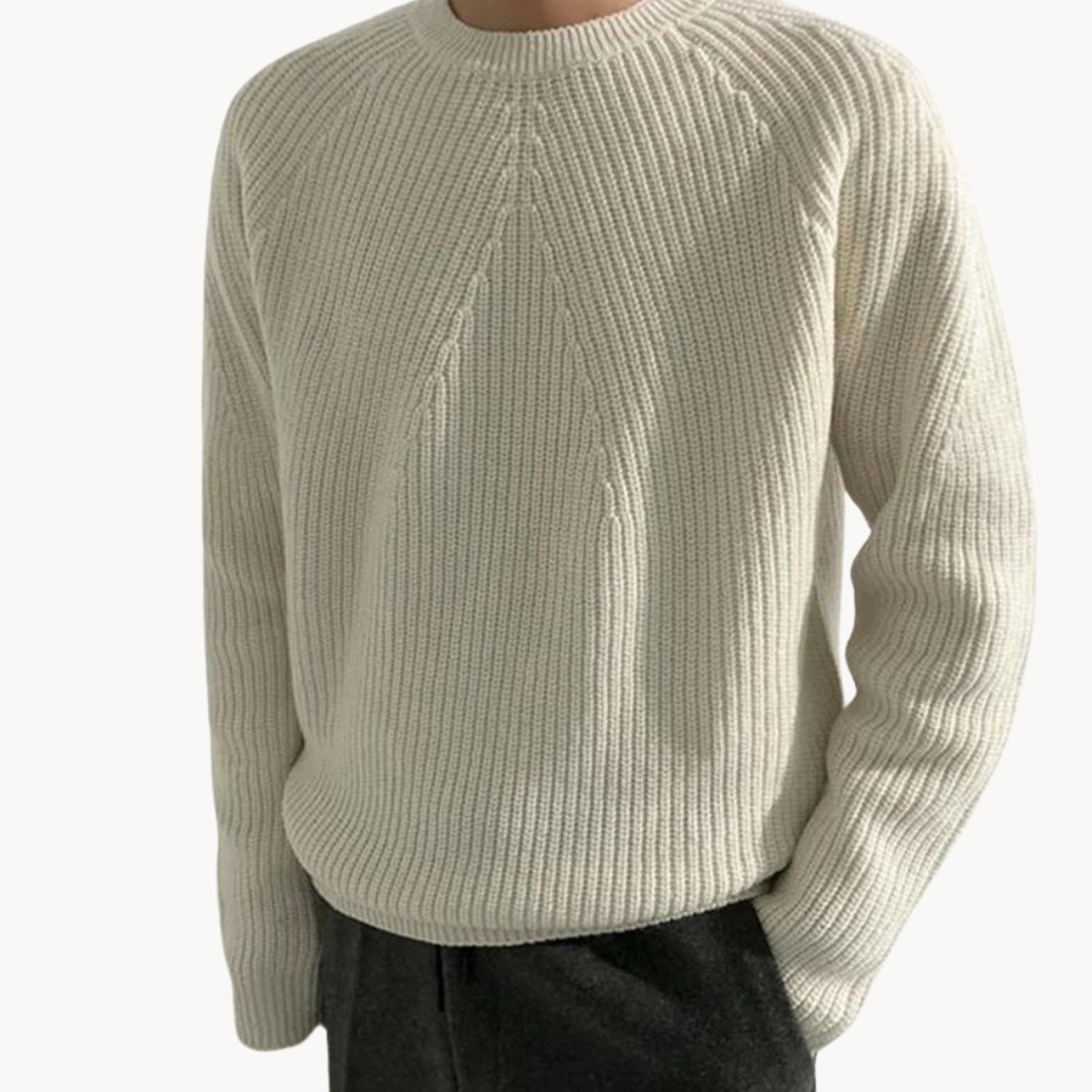 Arne - Varm ribbet sweater med rund hals
