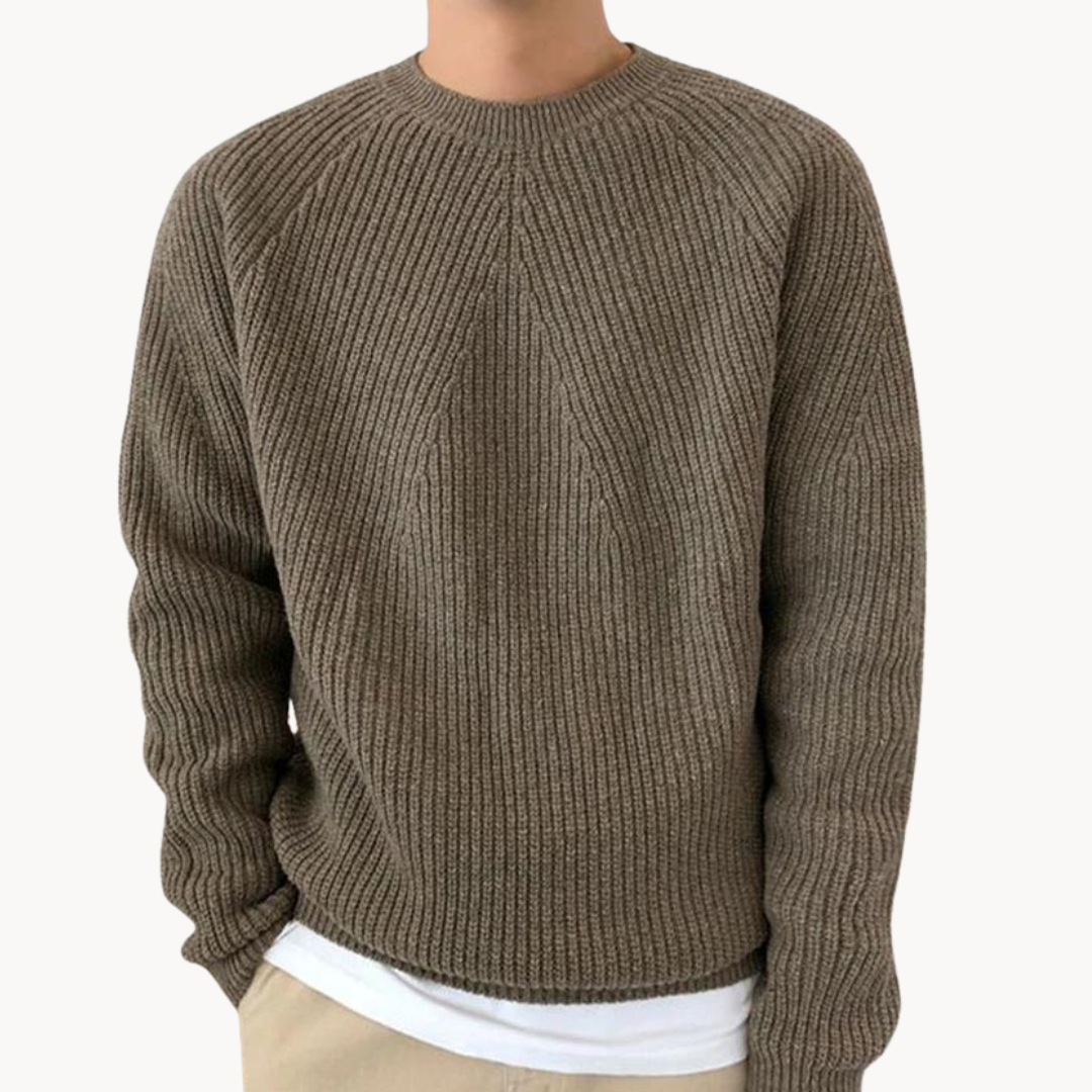 Arne - Varm ribbet sweater med rund hals