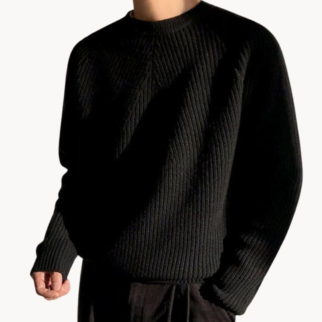 Arne - Varm ribbet sweater med rund hals