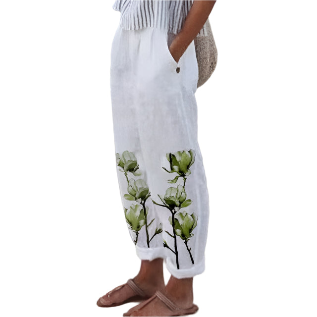 Kirstin - Højtaljede blomsterbukser