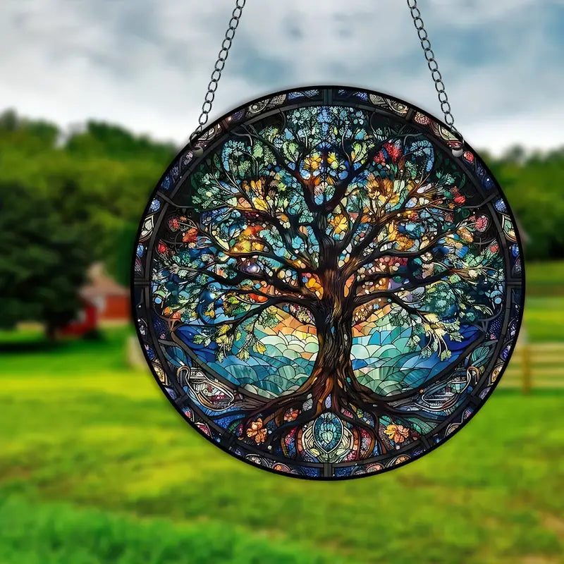 LumiTree – Kunstnerisk Vindueshængning med Træ-Inspireret Design til Lysrefleksioner