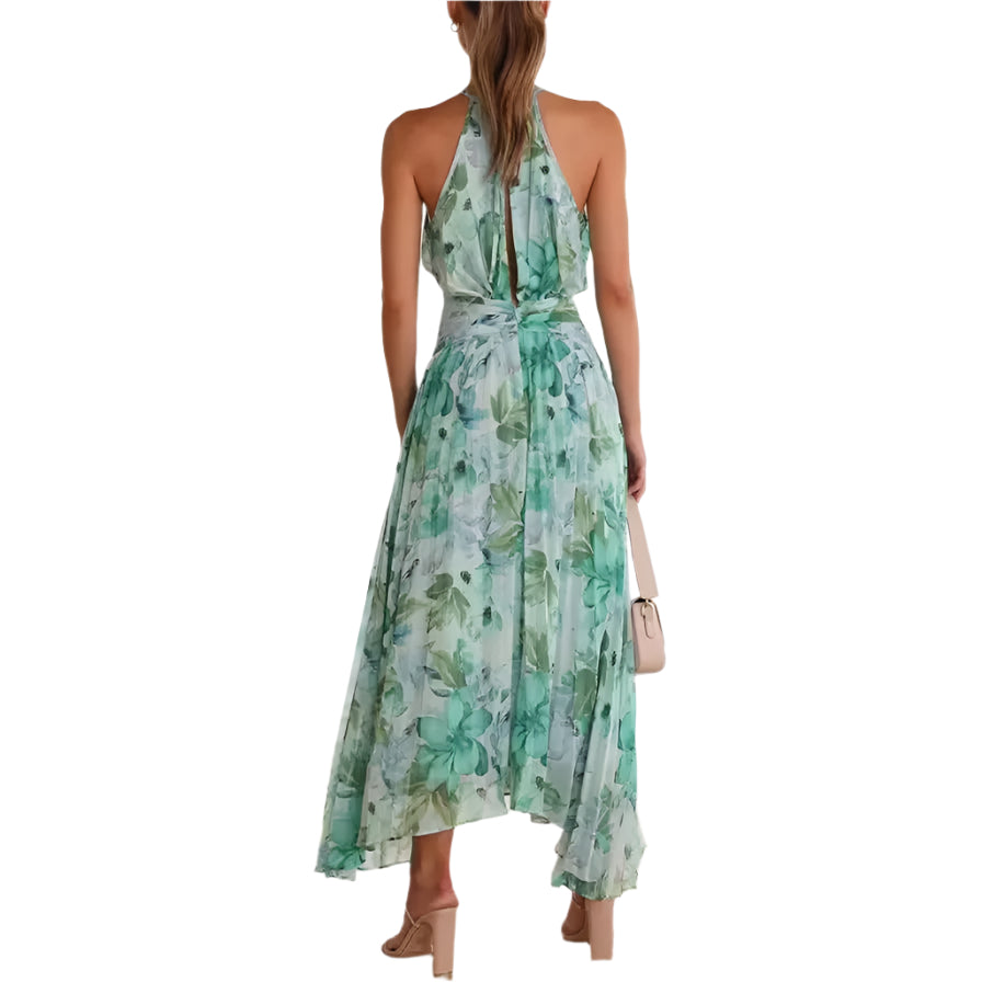 Krishna - Elegant Blomsterprint Maxikjole til Sommerens Begivenheder