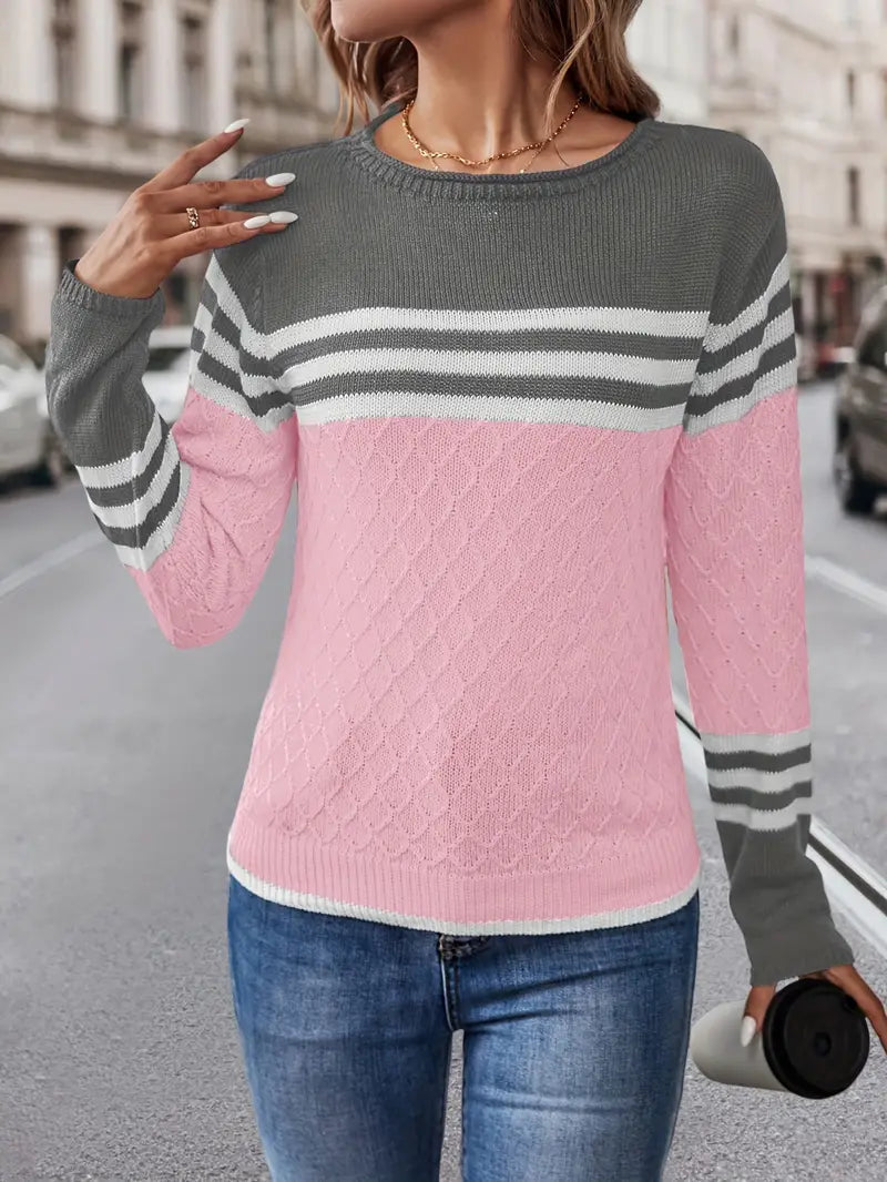 Agnes - Stribet sweater med rund hals