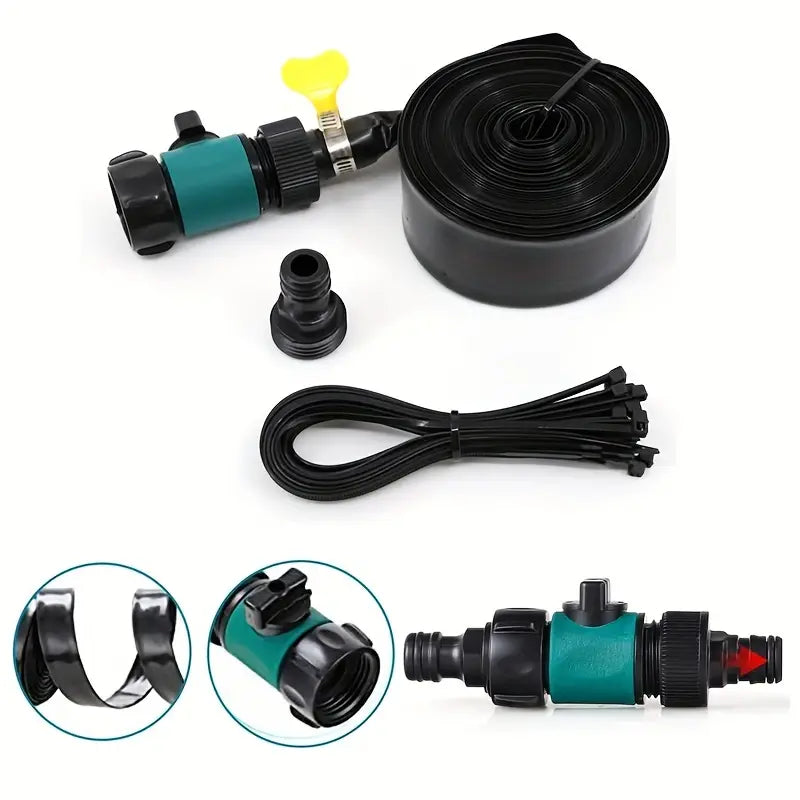 Universal trampolin sprinklersystem – sort PVC-slange med sprøjter til udendørs køling og leg i haven