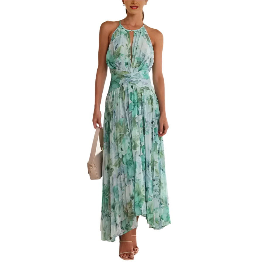 Krishna - Elegant Blomsterprint Maxikjole til Sommerens Begivenheder