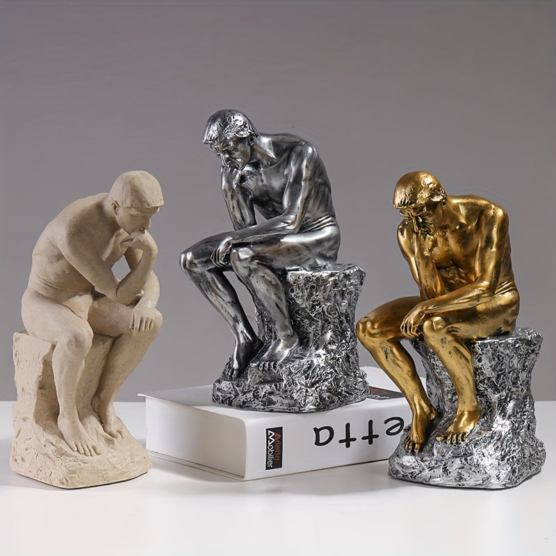 TheThinker - Siddende metallisk skulptur