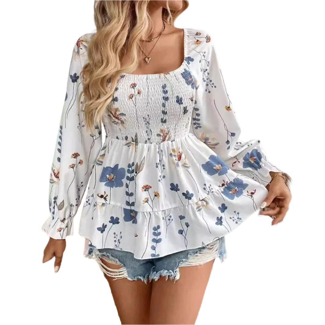 Ylva - Elegant Blomstret Langærmet Bluse