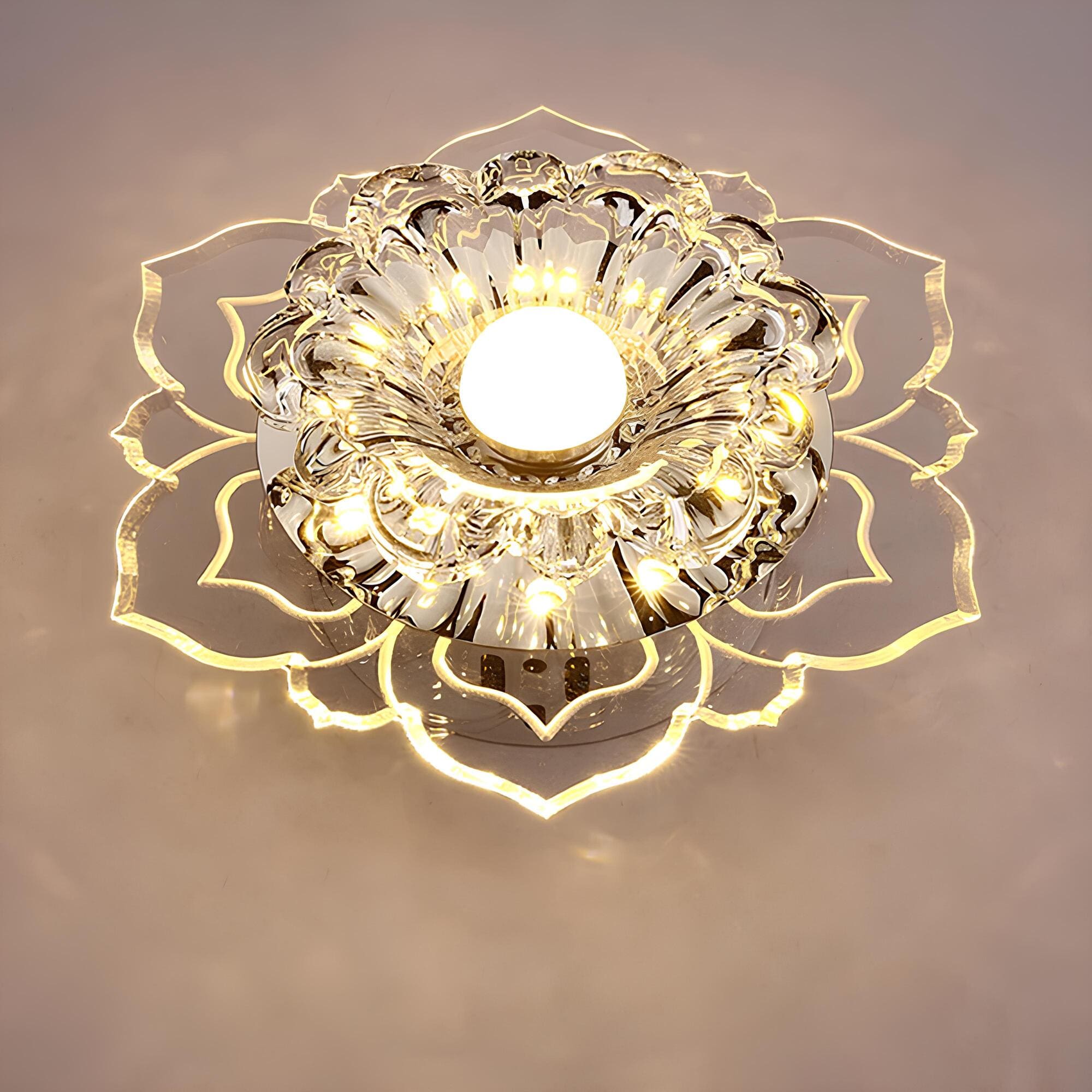 FloraGlow – Elegant Krystallampe med Blomsterdesign og Fortryllende Belysning