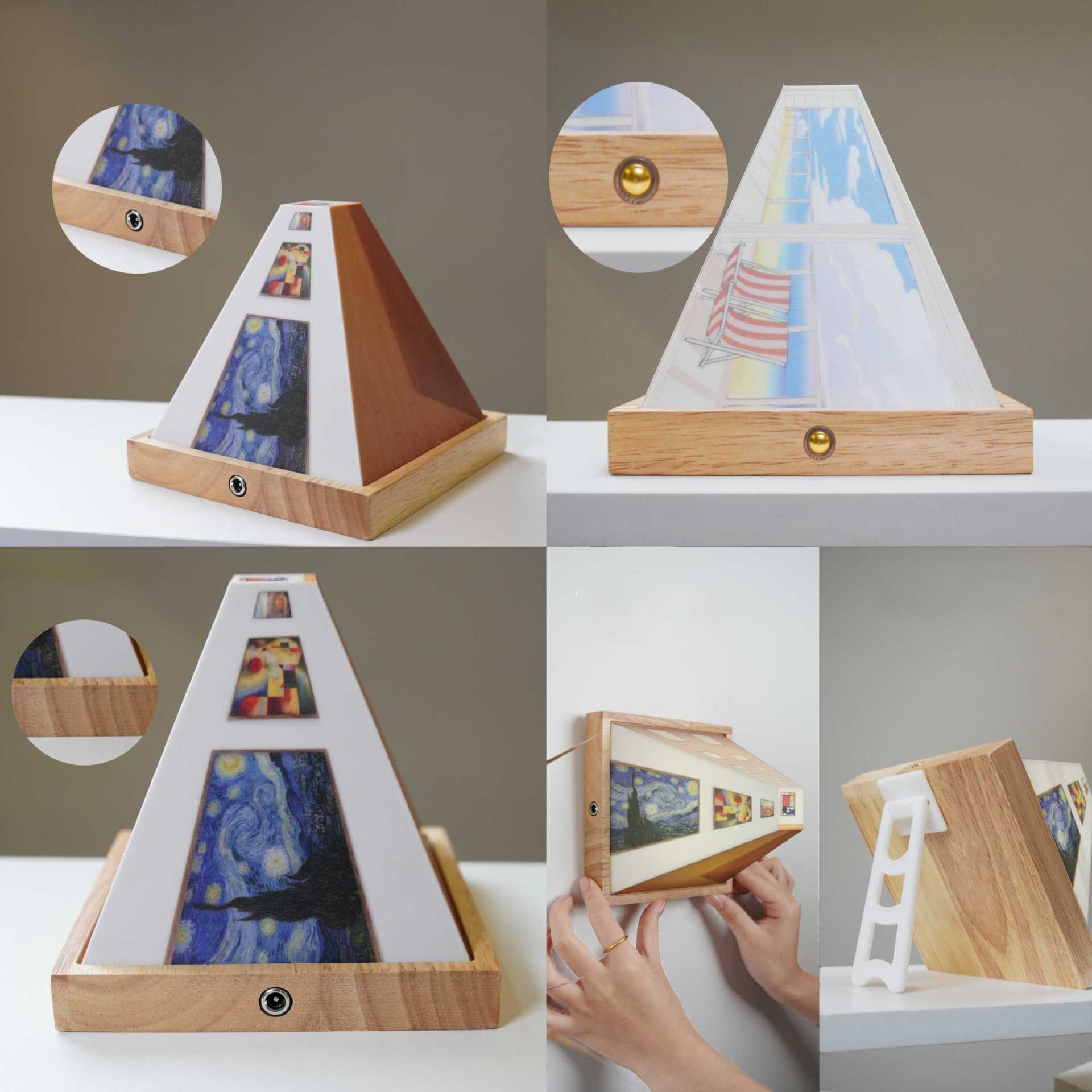 GalleryGlow- 3D Kunstinspireret Væglampe med Oplyste Mesterværker