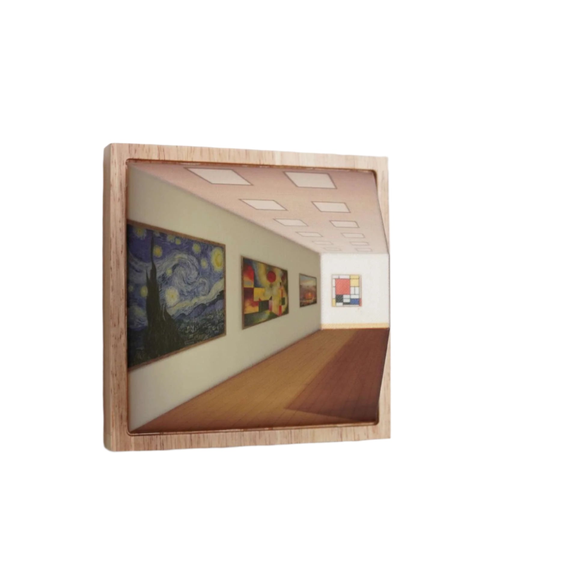 GalleryGlow- 3D Kunstinspireret Væglampe med Oplyste Mesterværker