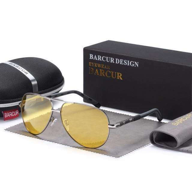 Cedric - Aviator-Solbriller med Metalstel og Gule Linser