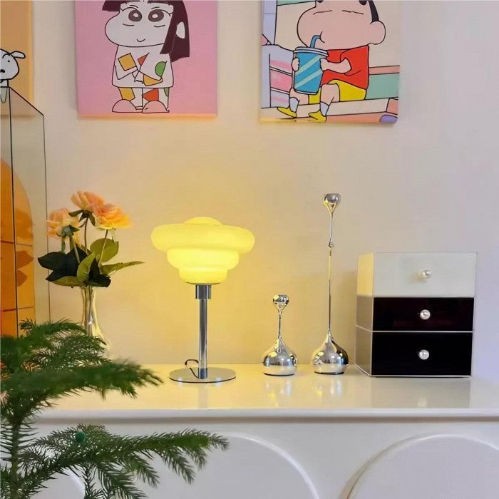 LumaRipple bordlampe i tekstureret glas