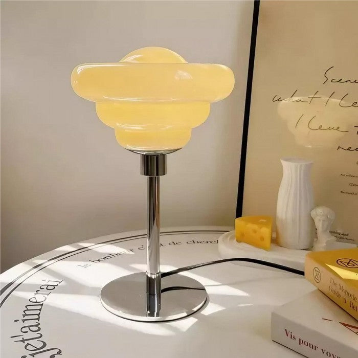LumaRipple bordlampe i tekstureret glas