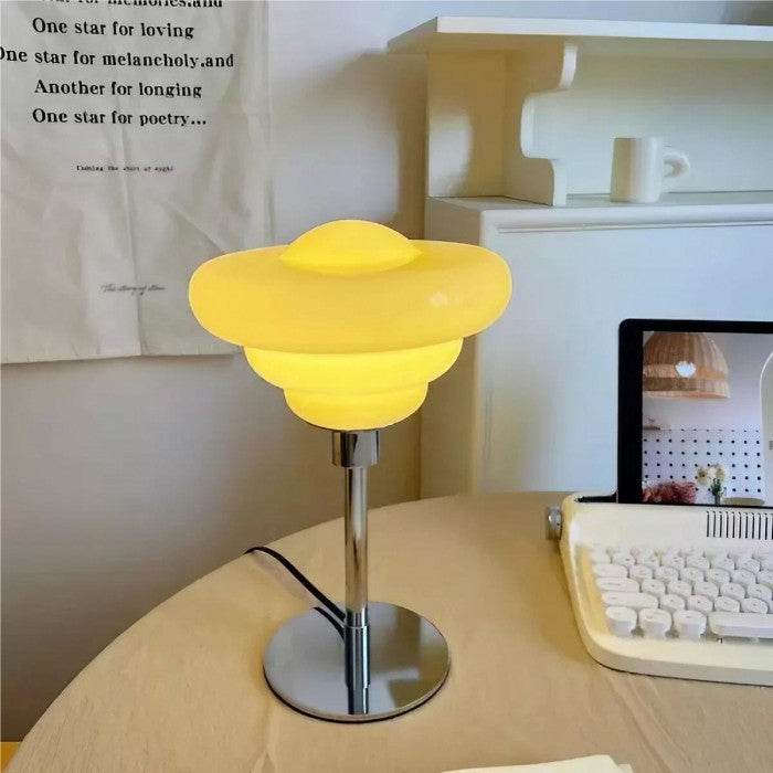 LumaRipple bordlampe i tekstureret glas