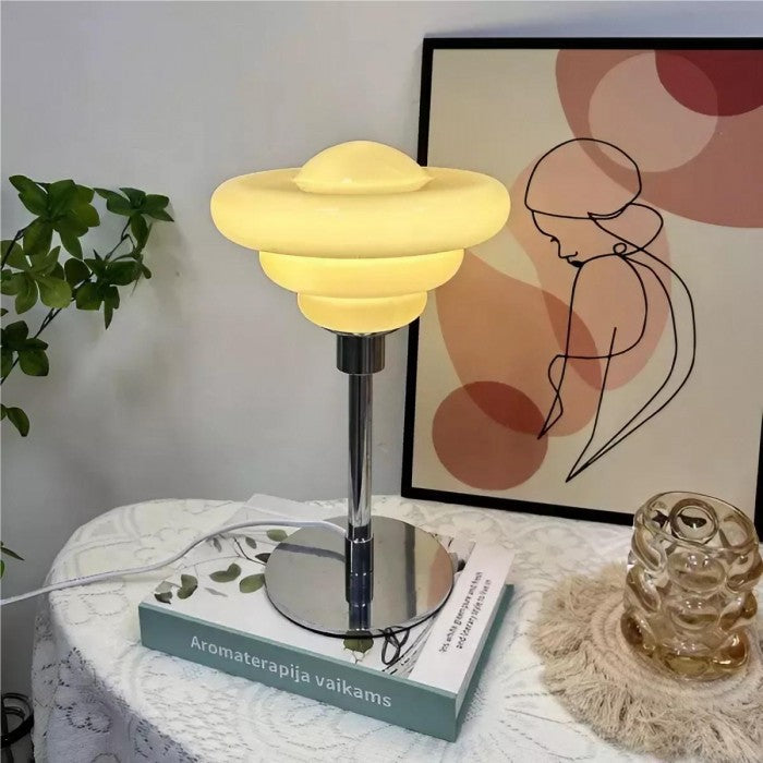 LumaRipple bordlampe i tekstureret glas