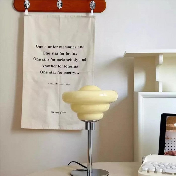 LumaRipple bordlampe i tekstureret glas