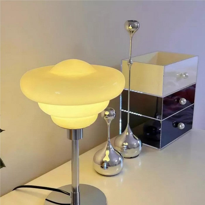 LumaRipple bordlampe i tekstureret glas