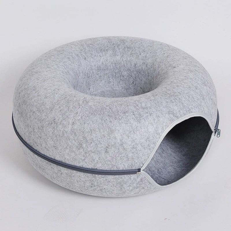 CozyNest -Komfortabel donut-formet filt-katteseng